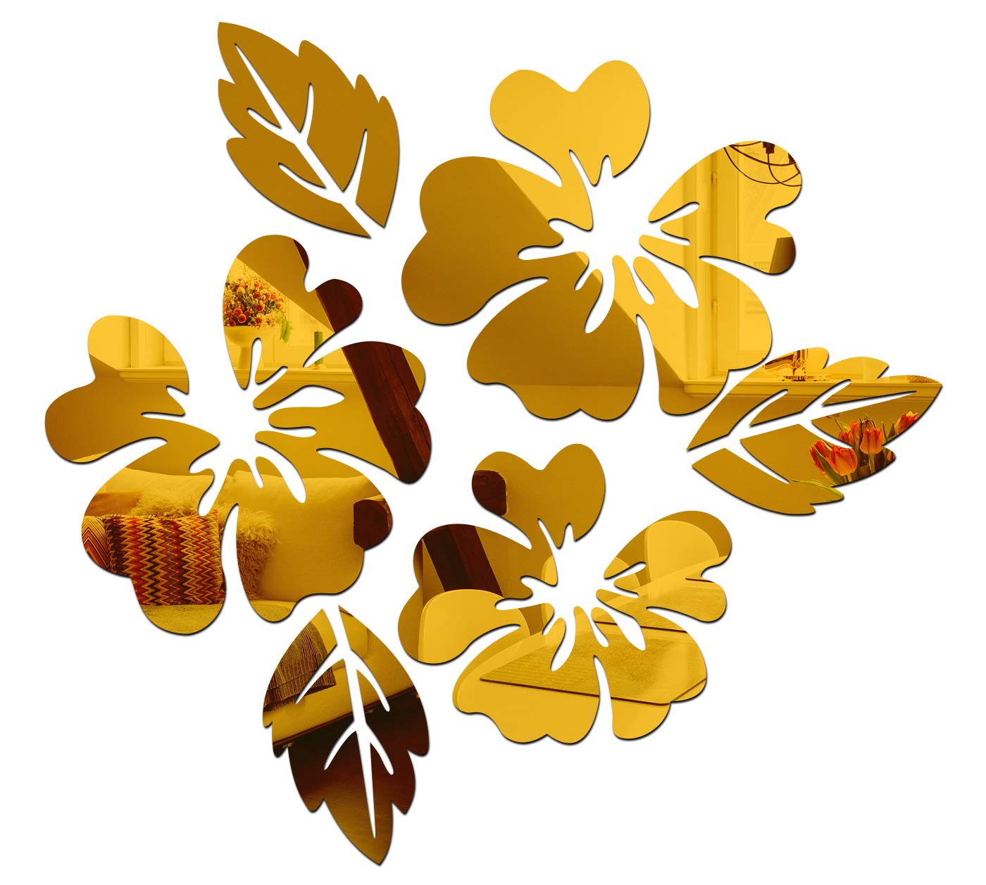 Buy Wall1ders Flower & Leaf (Pack of 6), mirror stickers for wall