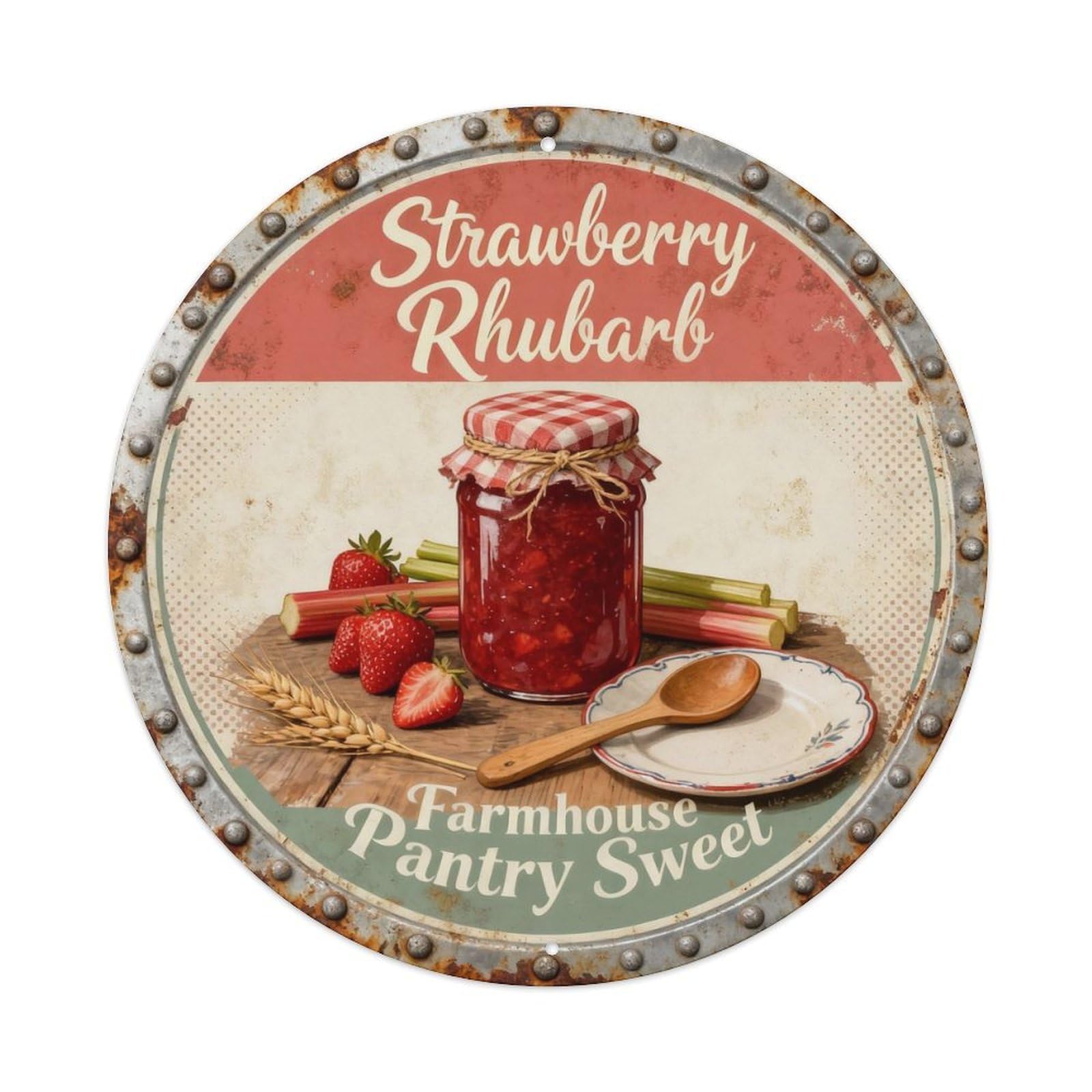Strawberry Rhubarb Jam Metal Tin Sign Plaque
