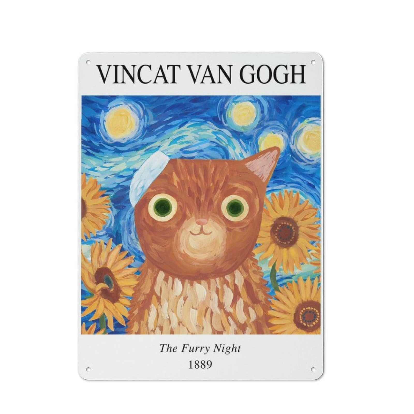 Junmoney Style-12 Vintage Tin Sign 40X30cm With Vincat Van Gogh For Bar Or Restaurant, Suited To Bar Decor Enthusiasts