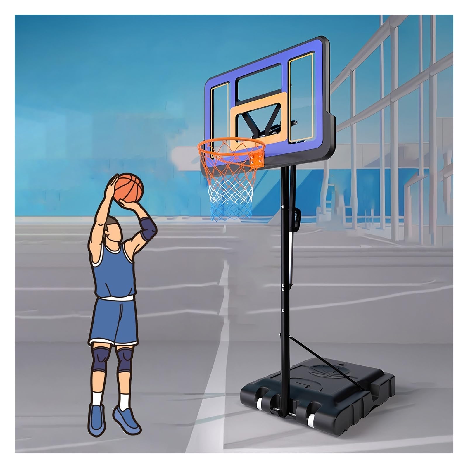 Canasta Baloncesto Exterior Aro De Baloncesto Portátil para Exteriores, Construcción Estable, Base Resistente De HDPE Y Aro De Metal para Patio, Escuela, Fácil De Mover.