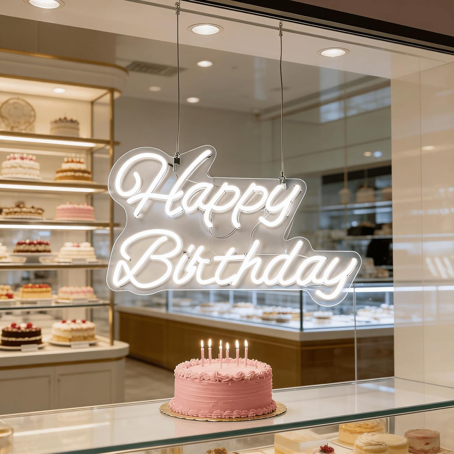 Happy Birthday LED Lights, USB Powered Neon Sign for Room Decor, Art Decoration Happy Birthday Neon Light Sign for All Birthday Party Decoration (White04-16.5 * 9inch)