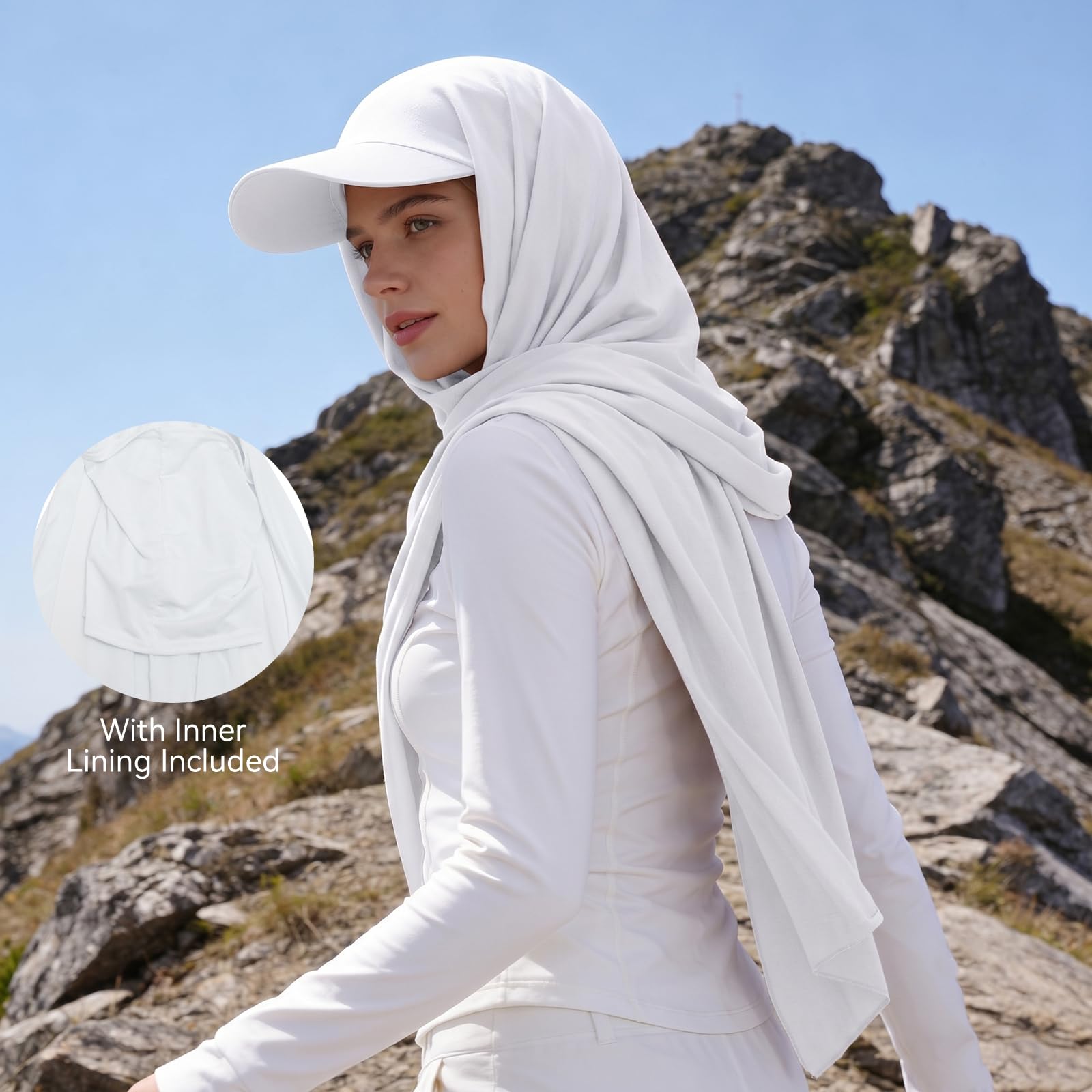 ZLYC Écharpe hijab musulmane avec visière prête à l'emploi pour femme
