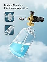 Vista 3 de AstroAI Cañón de espuma resistente para automóvil, botella de metal ancho, lanza de espuma de nieve ajustable para lavadora a presión con conector