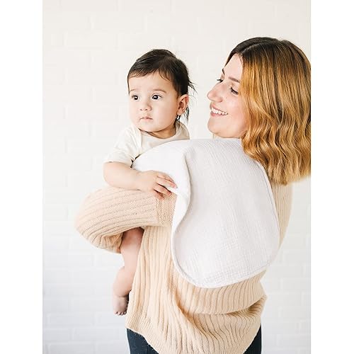 Miniatura 10 de Konssy Juego de paños de muselina para bebé, unisex, paquete de 6 unidades, grandes, 100% algodón, ropa para eructos para recién nacidos, bebés