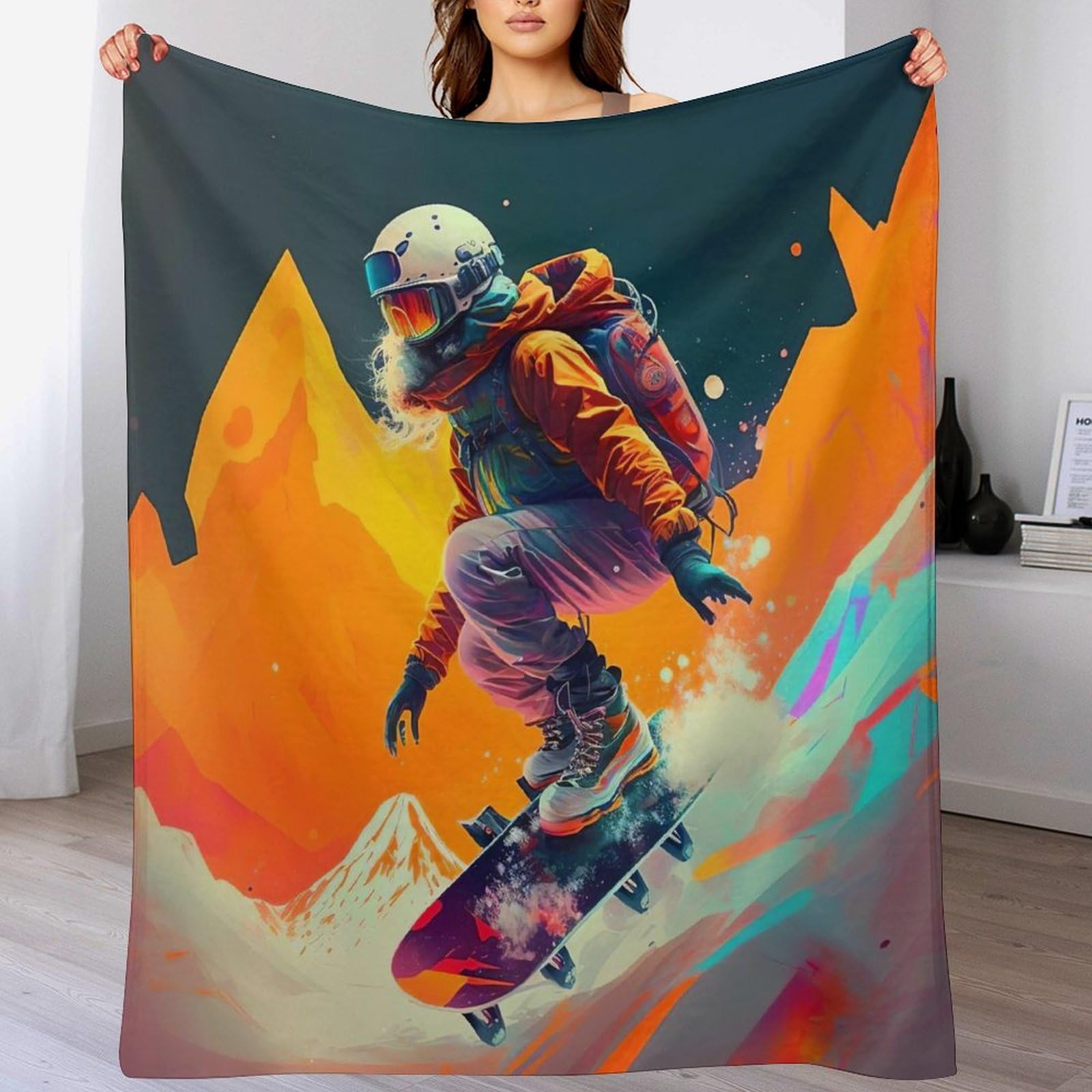 Couvertures moelleuses snowboard en flannel super douce et légère 180×200cm