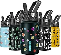 Vista 19 de BJPKPK Botella de agua aislada con tapa con pajilla, botellas de agua de metal de acero inoxidable de 15 onzas, botellas de agua reutilizables a