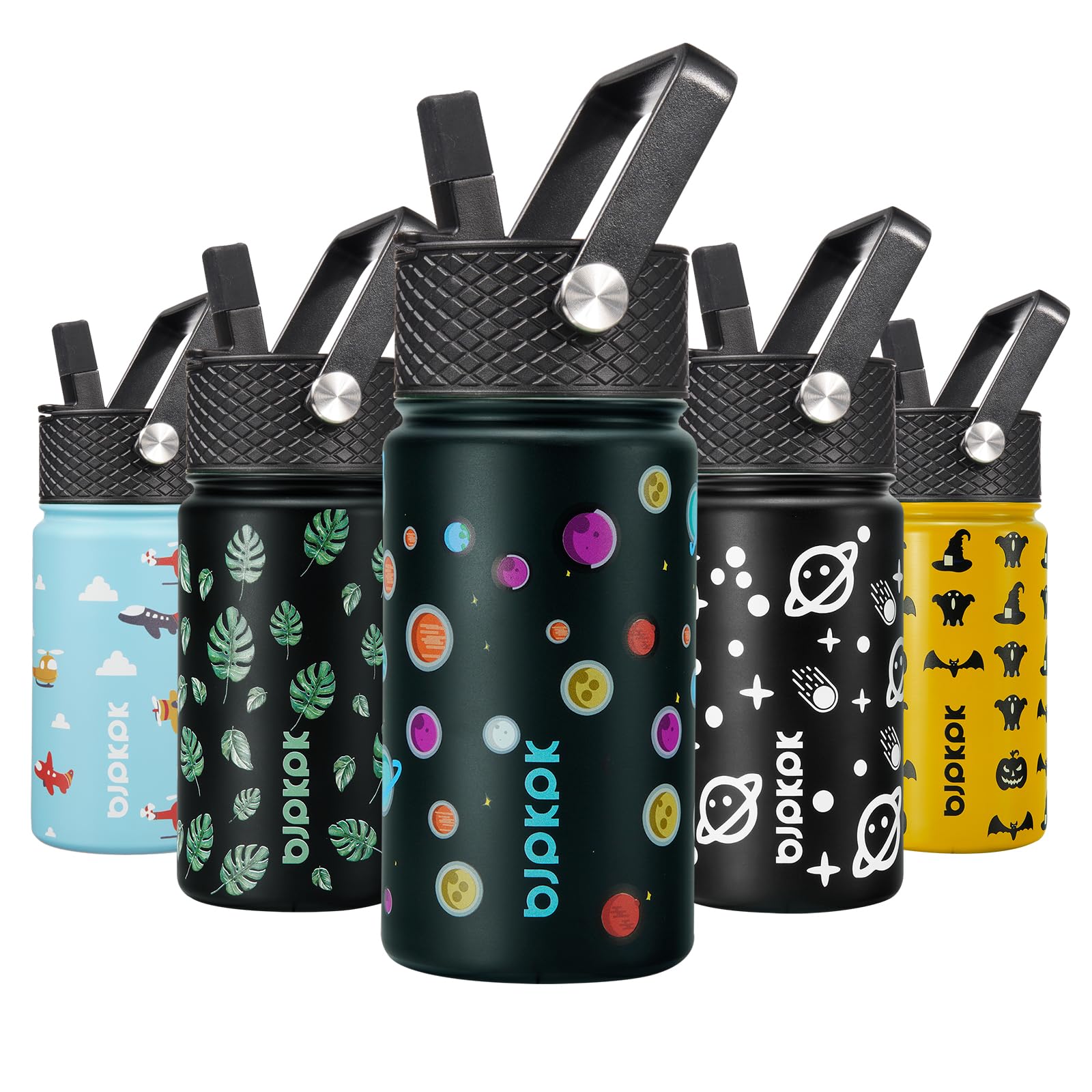 BJPKPK Insulated Water Bottle, 15oz Stainless Steel with Straw Lid