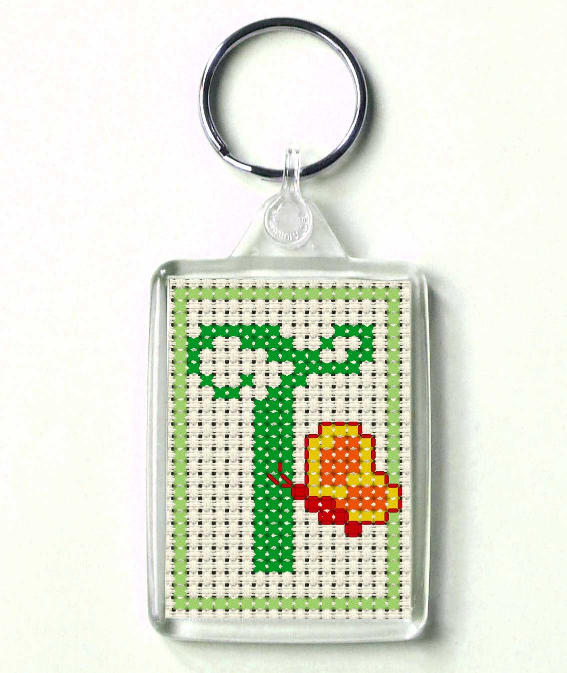 Daisy Hill Designs Clear Alphabet Cross Stitch Key Ring Kit, Letter T