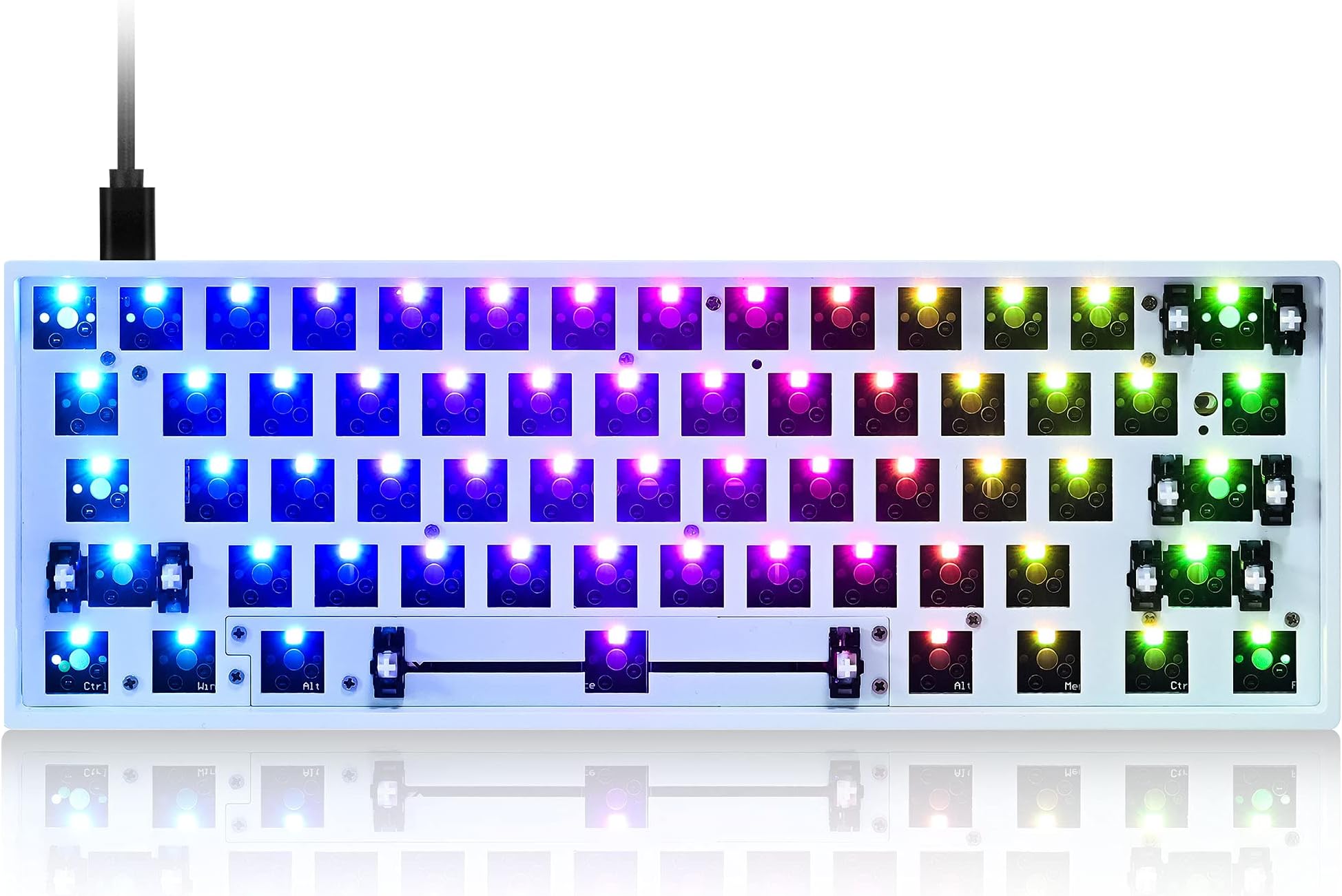 Guffercty kred GK61X PCB Plate Case 60% Keyboard Custom Hot Swappable RGB Keyboard DIY Kit Wired Tyce-C for 3/5 Pin Switch (GK61X White)