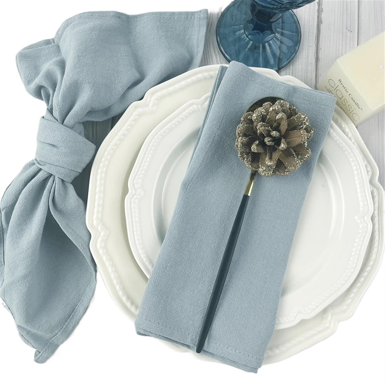 Servilletas de Tela 50pcs Cotton Cloth Napkins 30x45cm Fabric Serviette Kitchen Tea Table Towels for Home Wedding Decoration Christmas(50PCS Beige)