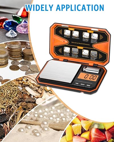 Miniatura 6 de AMIR Báscula digital de bolsillo, báscula de alta precisión de 17.64 oz x 0.00 oz con pantalla LCD, báscula digital de alimentos con función de