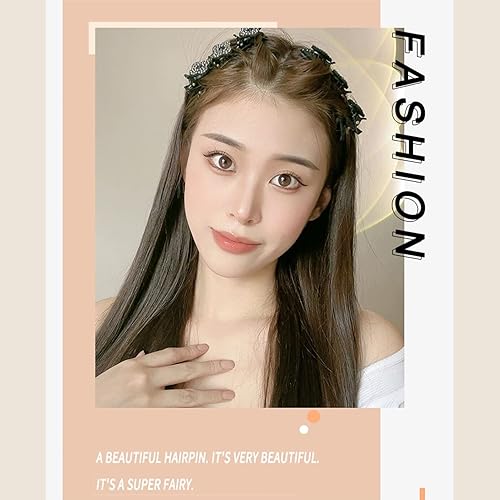 Miniatura 2 de Rsvelte - Pinzas para el cabello trenzadas con piedra de cristal brillante para mujer, clip de pelo trenzado con 3 clips pequeños, clip de pelo