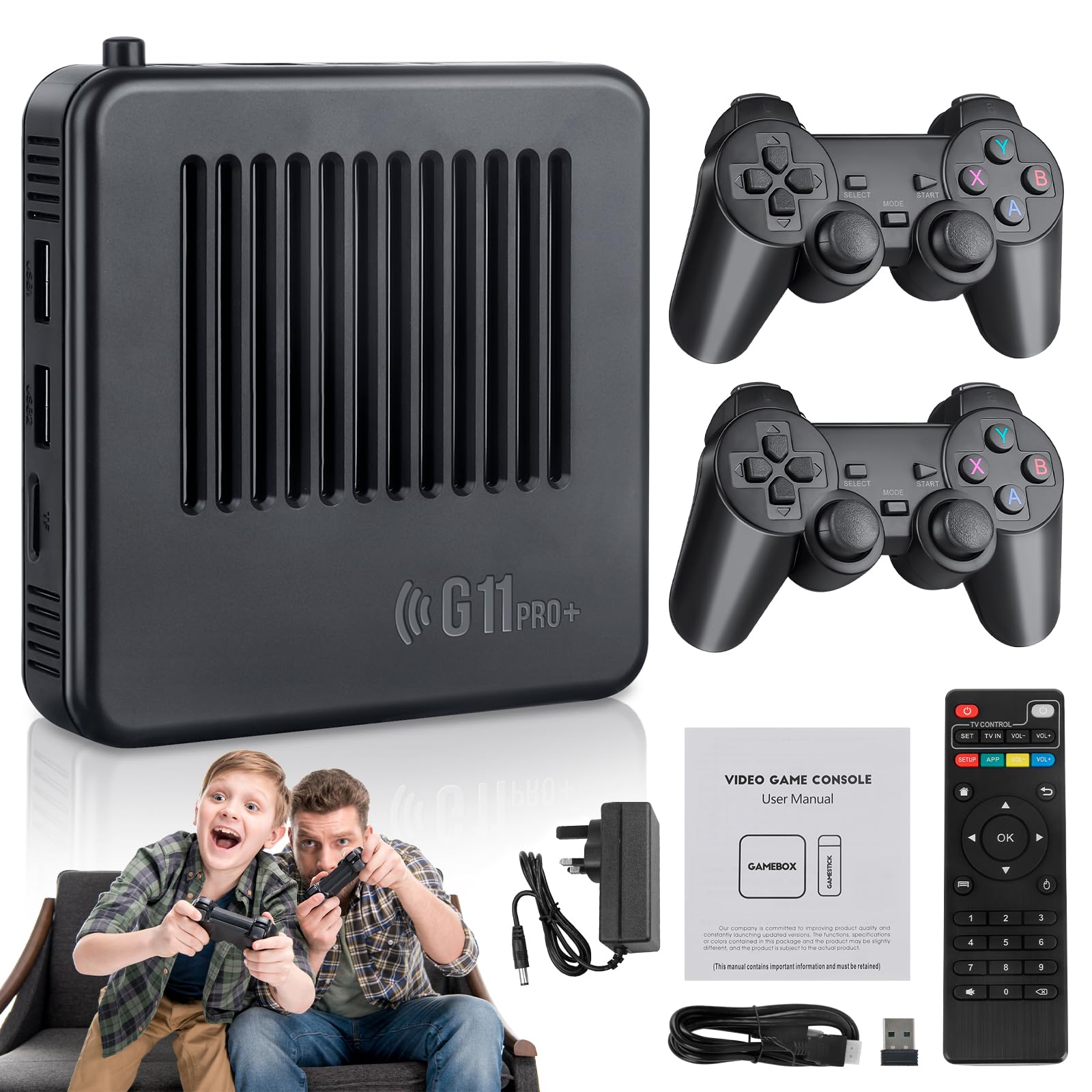 Retrowave G11 Pro Game Box – 100 000 Jeux Rétro 4K, 2 Manettes Sans Fil, 256 Go, HDMI
