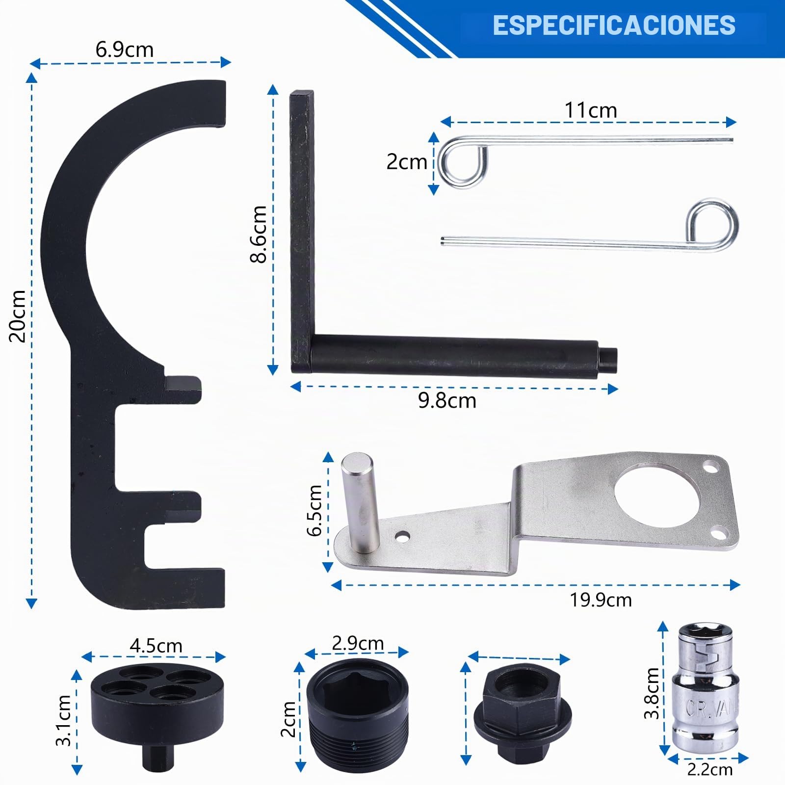 FreeTec 8pzs Kit Calado Distribución, Herramienta Cadena Distribución Motor Diésel, Utiles Calado Bloqueo Árboles de Levas Volante Motor Bomba de Combustible para BMW N47 N47S N57 N57S 320d 1.6 2.0