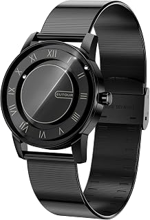 Magnetic Watches for Men 3ATM 38MM Specular Roman Numerals Dial Japanese Quartz Magnet Analog Watch with Ball Bearings and Spectral-Shaped Steel Strap Unique Gift Ideas for Men Black