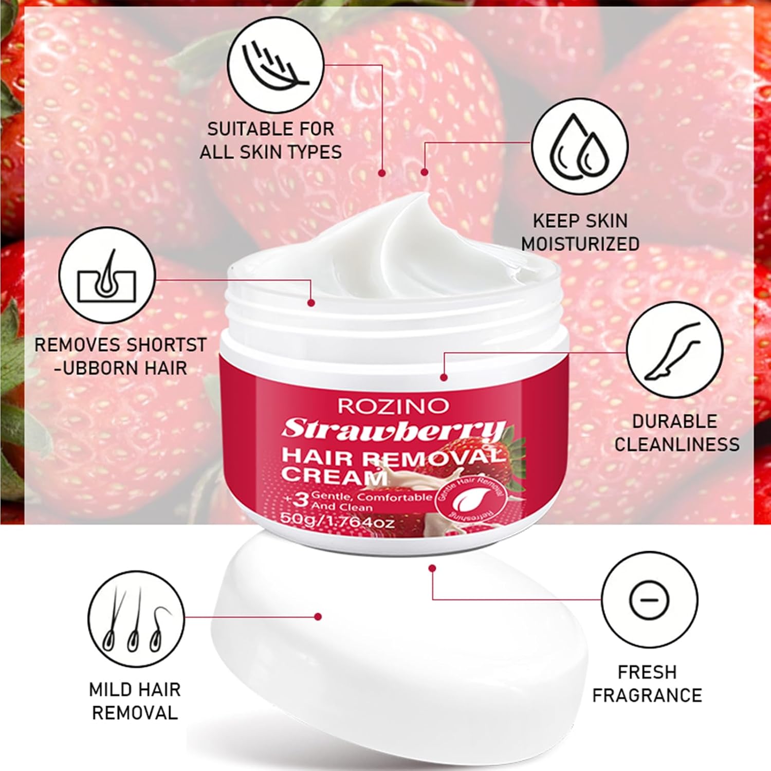 Women's Facial Hair Removal Cream,Easy & Painless Gentle Depilatory Cream