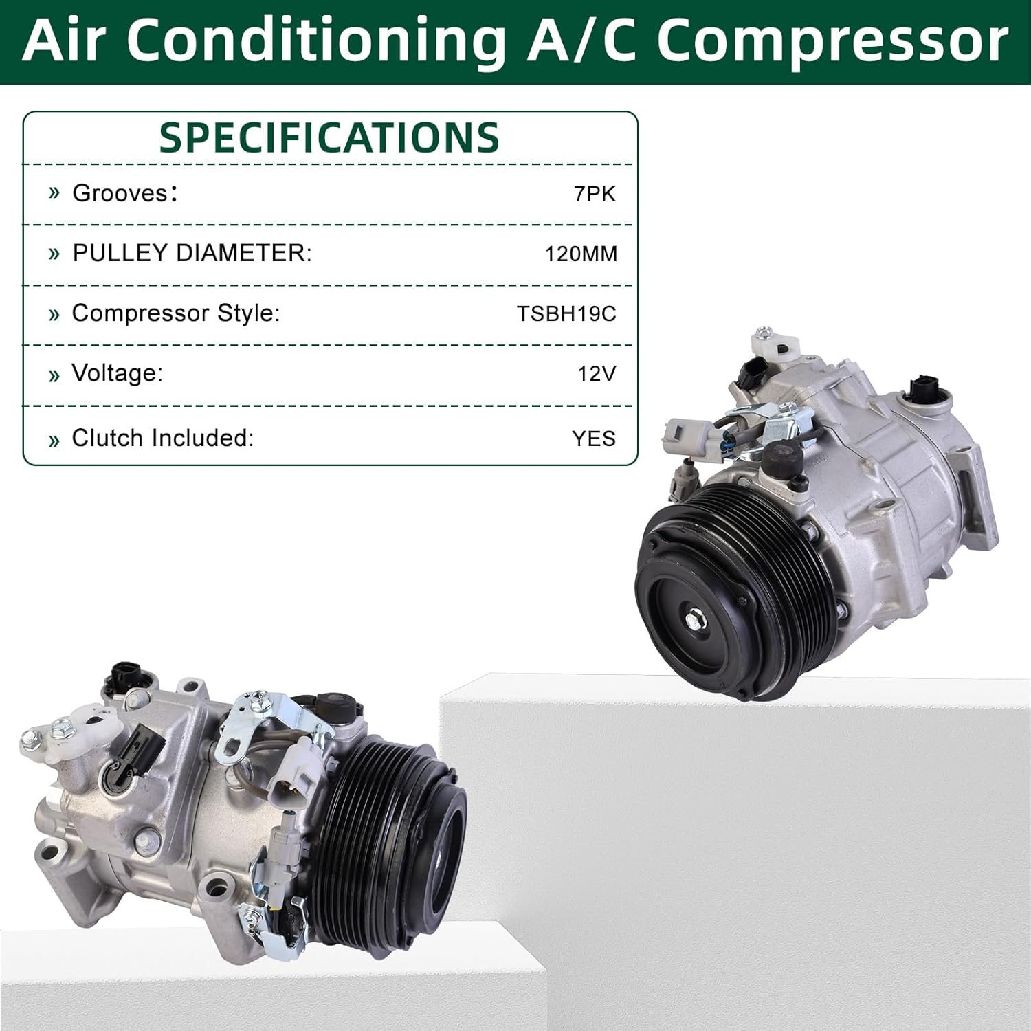 98315 A/C Compressor with Clutch Compatible with 2010-2015 Lexus RX350, 2013-2016 Sienna, 2011-2013 Highlander 3.5L, 2013-2018 ES350, 2011 2012 Sienna 3.5L