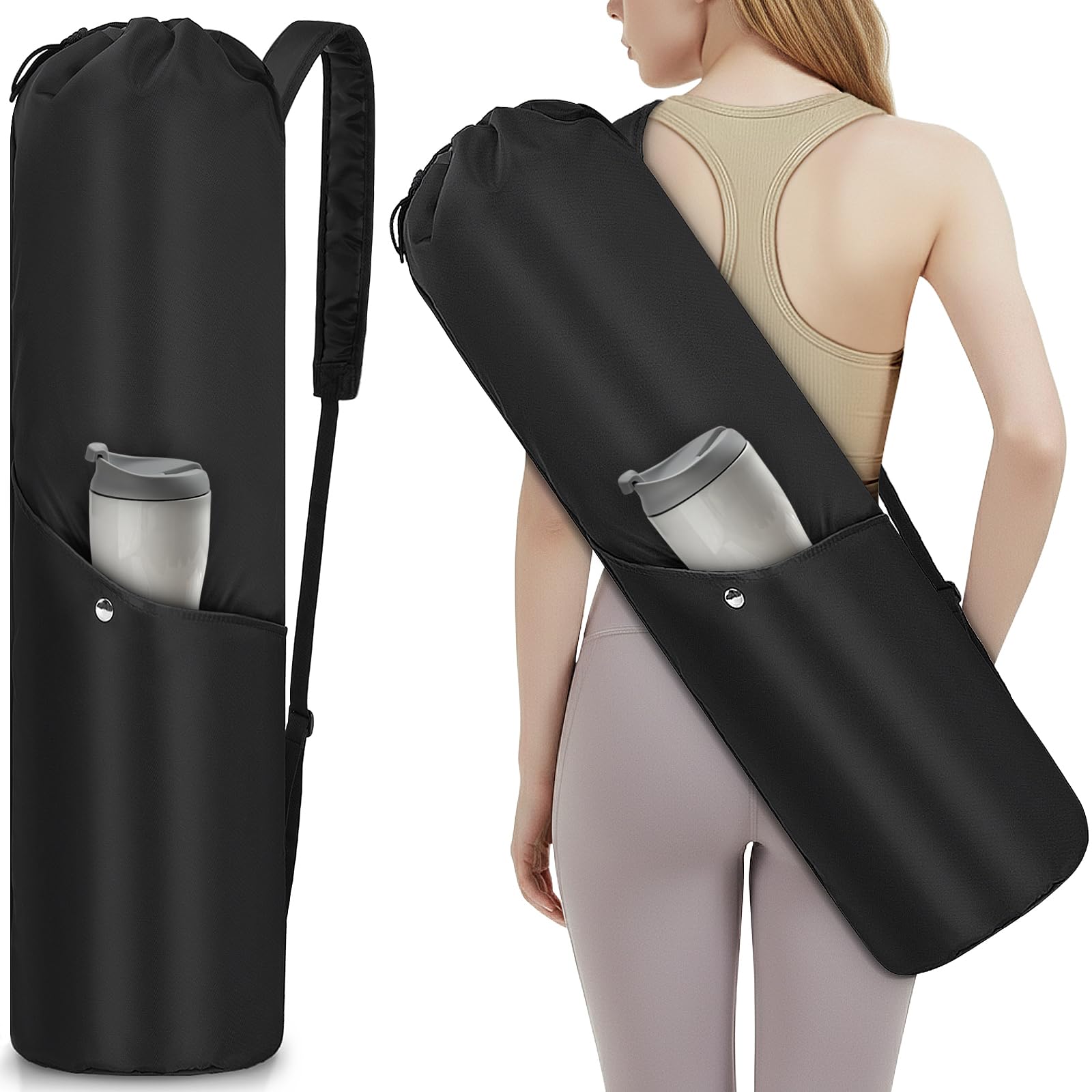 AKOZLIN Borsa da yoga con tasche di stoccaggio multifunzionali, impermeabile per yoga, con cinturino regolabile e palestra, classe, viaggio