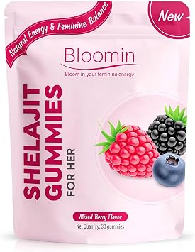 Bloomin Shilajit Gummies for Women - Feminine Wellness Supplement with Natural Energy & Daily Balance, Mixed Berry Flavor, Daily Herbal Gummies for Women - 30 Count