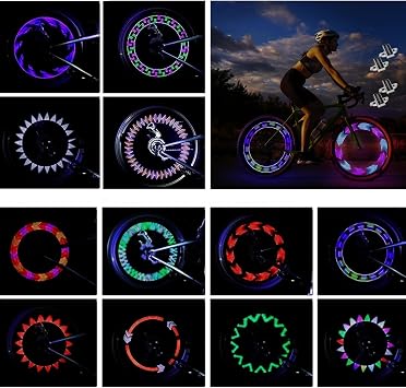 DAWAY LED Bike Wheel Lights - A12 Waterproof Cool Bicycle Tire Light, Safety Spoke Lights for Kids Boys Girls Men Women, 30 Fun Bright Patterns, Auto & Manual Dual Switch, with Battery