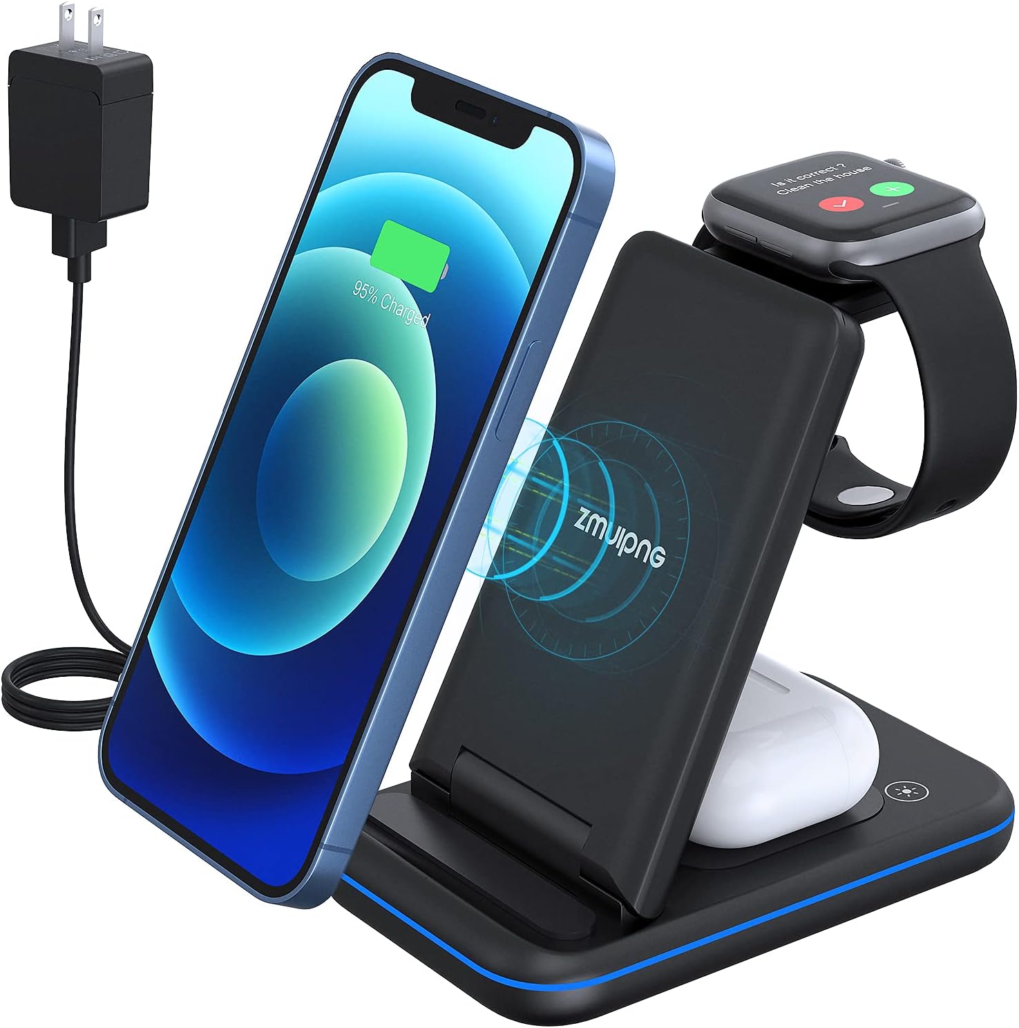 Wireless Charger For Award Iphone Samsung 3 Qi Certified Wi In 1 Fast