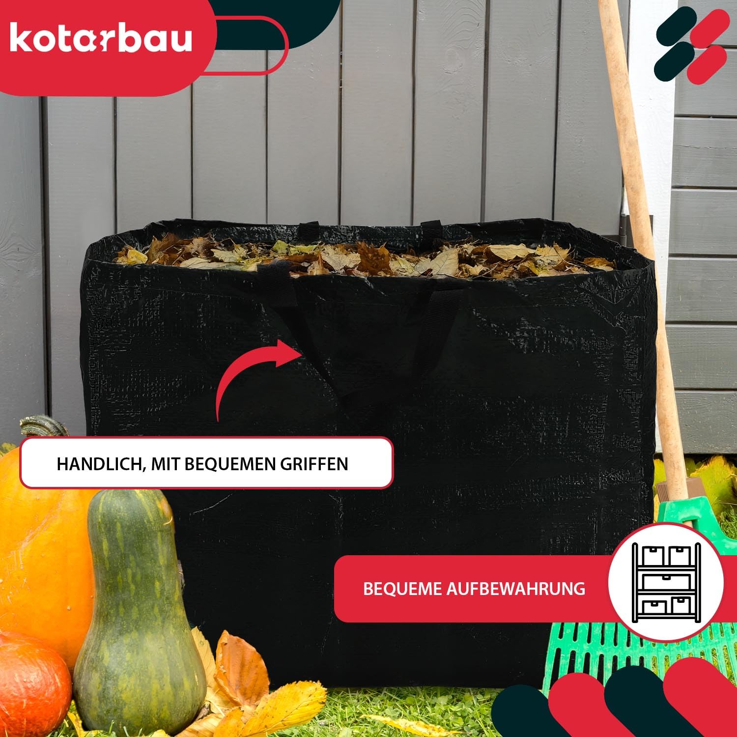 KOTARBAU® 5er Set Gartenabfallsack Mörtelkübel 120 L Pflanzsack Laubsack Gartenabfallsack Gartensack Sack & Behälter Gartenabfallsäcke Rasenschnitt für Gartenabfälle Rechteckiger Sack Garten