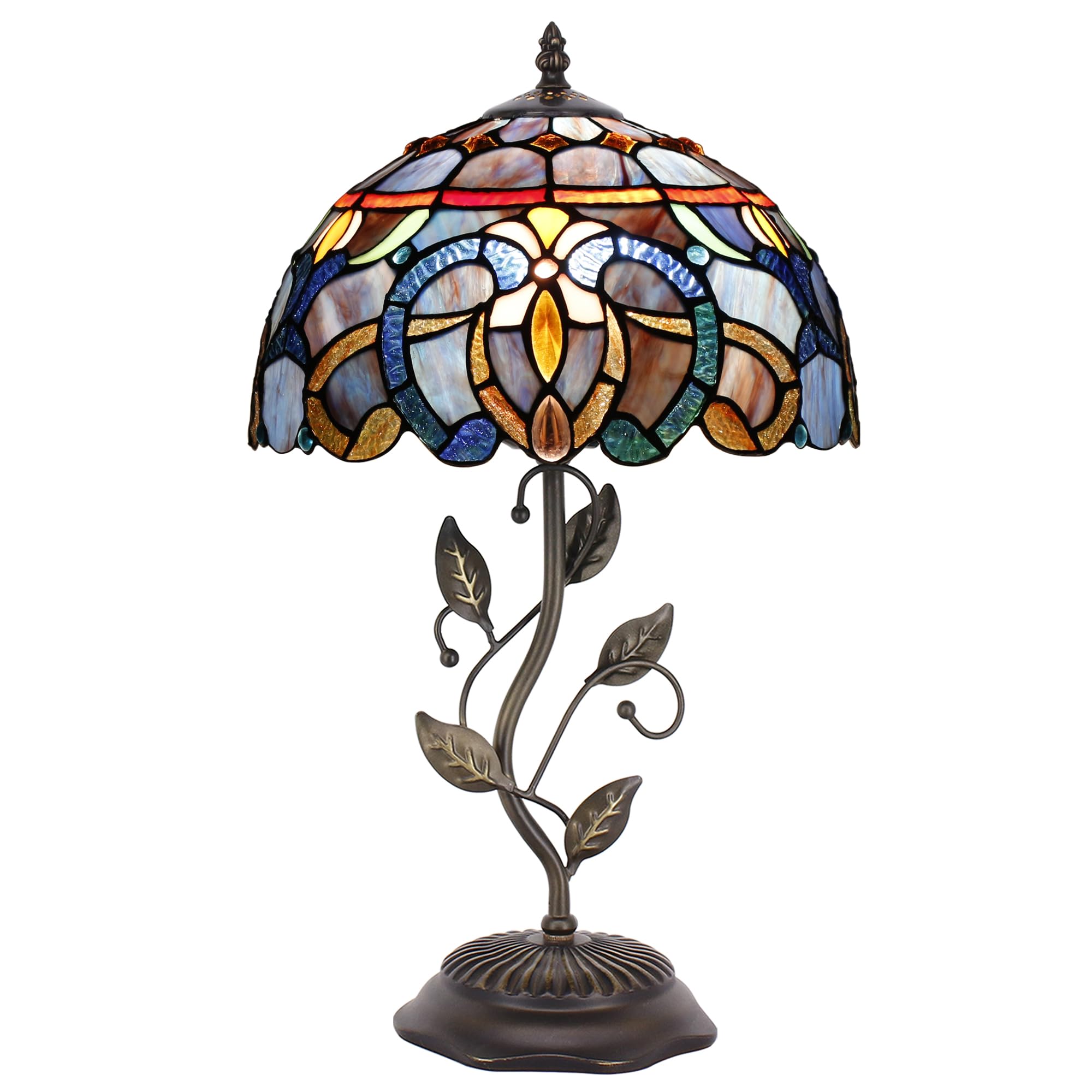 ZJART Tiffany Table Lamp Stained Glass 12X12X19 Inches Purple Blue Cloudy