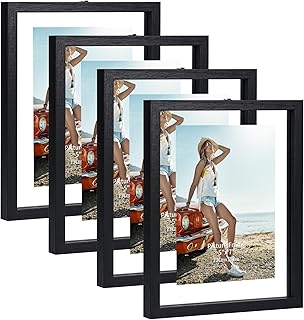 Trwcrt 5x7 Floating Picture Frames Set of 4, Double Glass Photo Frame Display up