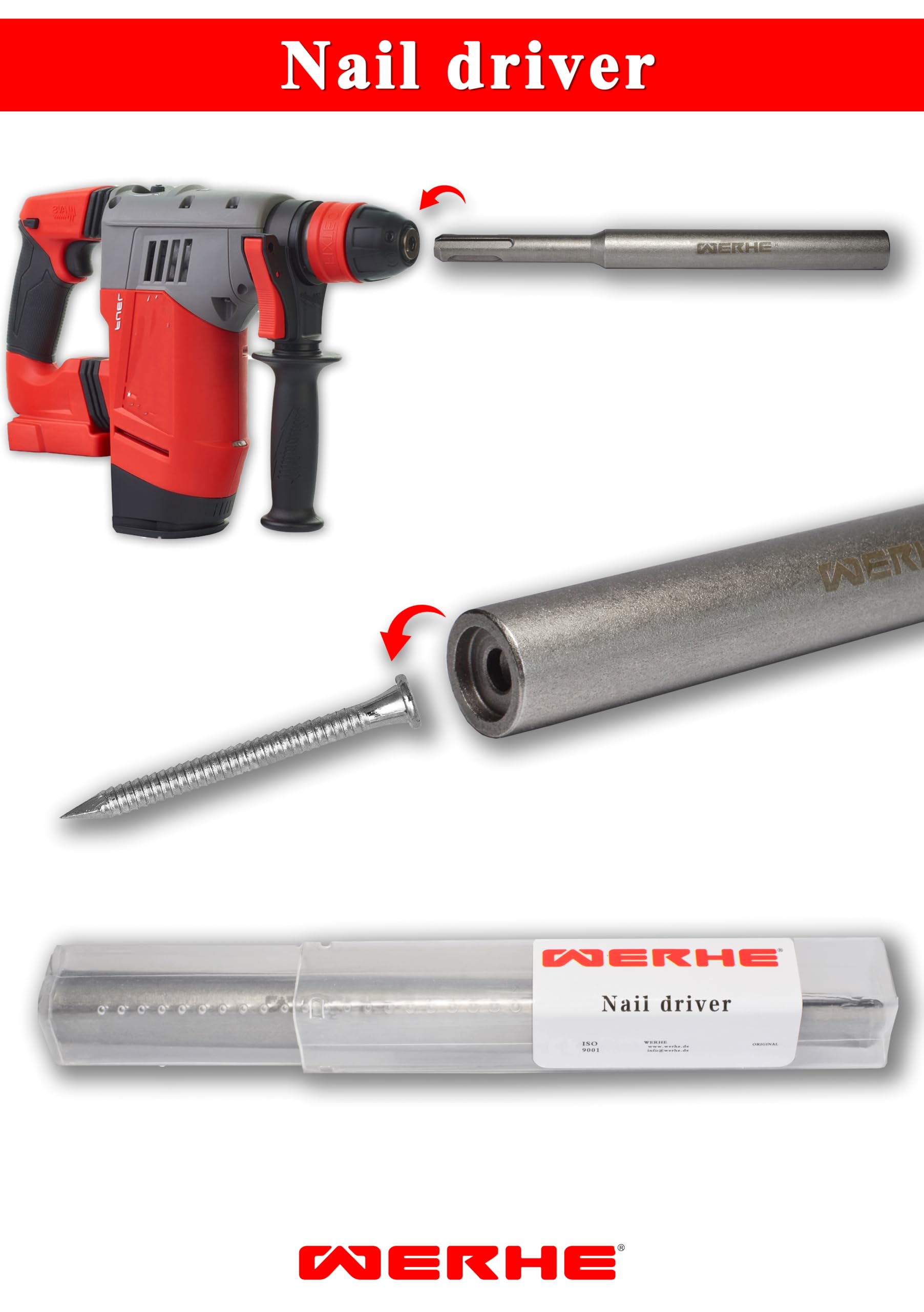 WERHE ® 10.5x14x160 Professional Ground Nail Driver Jack Hammer Picket Post Driver SDS Plus - Image 2
