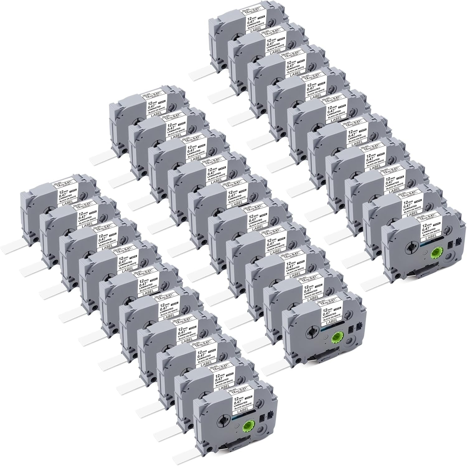 30PKTz Tape 12mm 0.47 Laminated White Compatible with