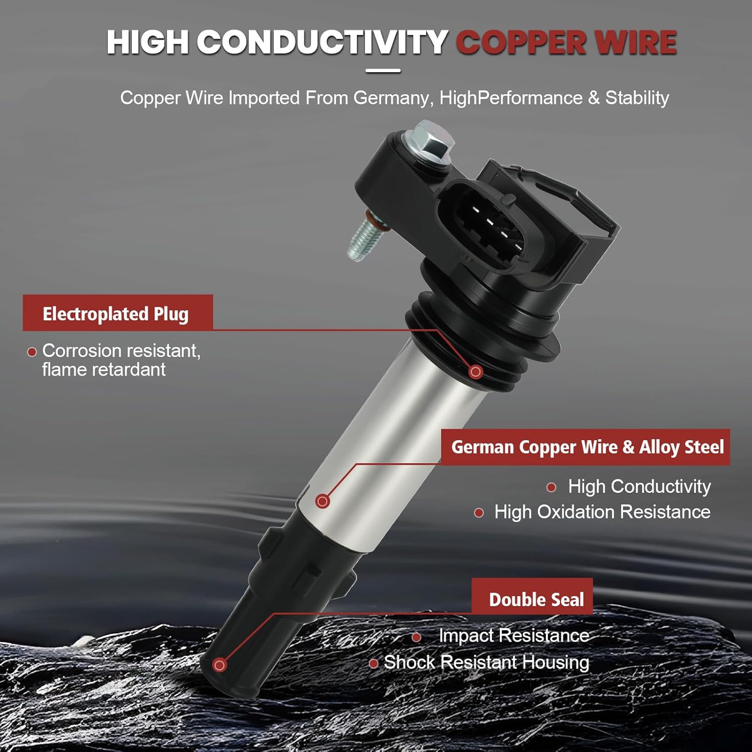 UF375 Ignition Coil Pack and Iridium Spark Plugs Set of 6 Compatible with 04 05 06 Cadillac CTS STS, 04-06 Cadillac SRX, 05-08 Buick Allure LaCrosse Rendezvous, 2009 Chevy Traverse, GMC Acadia