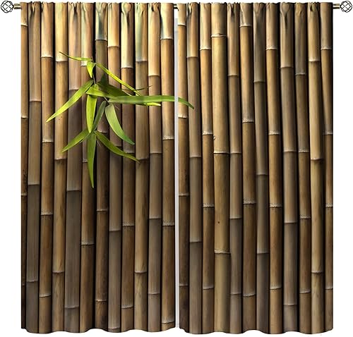 Cortinas de bambú 3D impresas para exteriores, cortinas de bambú natural japonés zen, sala de estar, cocina, bolsillo para barra, cortinas de