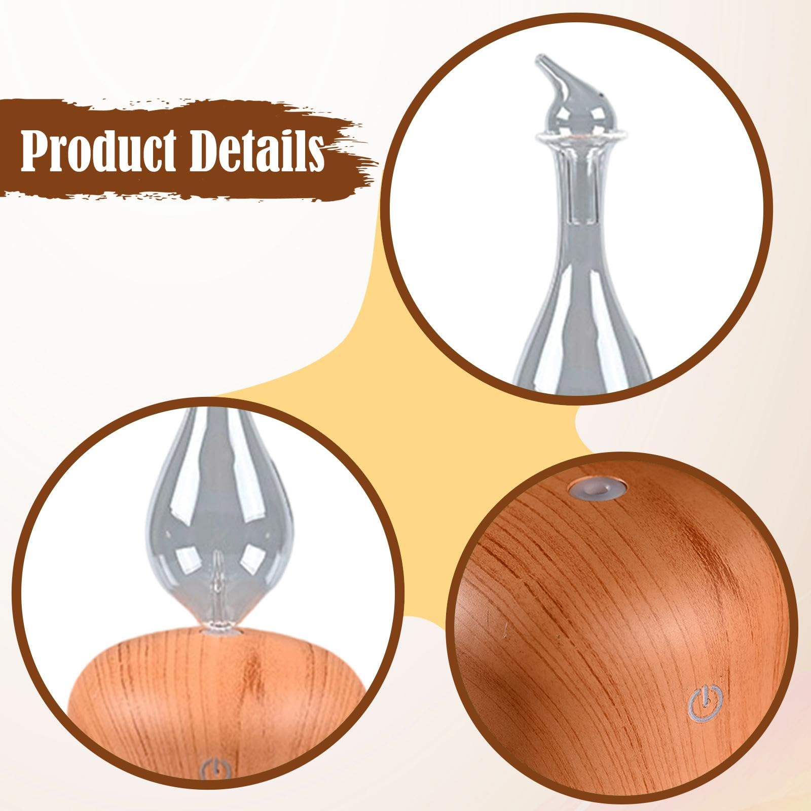 Difusor de Aceites Esenciales Portátil con Atomización Humidificador de Escritorio Madera Difusor de Aroma USB Inteligente Purificador, Style a, Individual