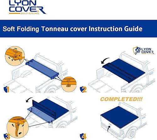 Vista 23 de Lyon - Cubierta rígida de 6 pies / 73 pulgadas para camioneta de tres pliegues compatible con Ford Ranger Tonneau 2019-2025 Plegable duro