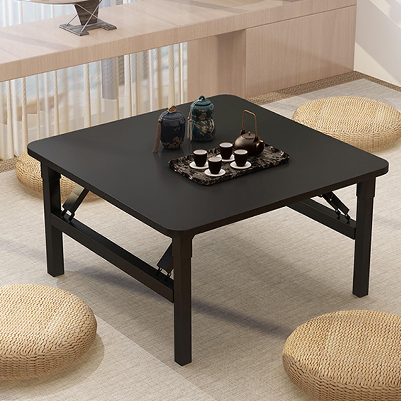 Table basse robuste à coins ronds style minimaliste sans assemblage