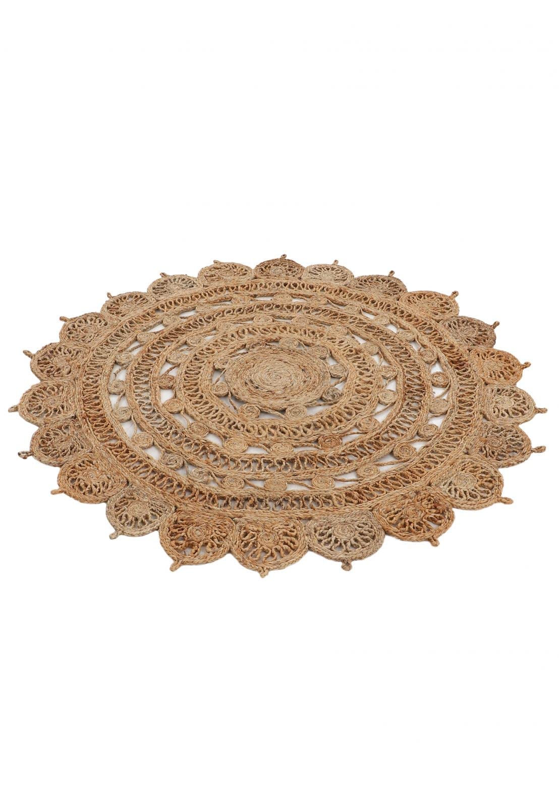 Tappeto Rotondo di Iuta Cate colore Naturale Ø 60 cm | Tappeto in iuta naturale per camera da letto e soggiorno