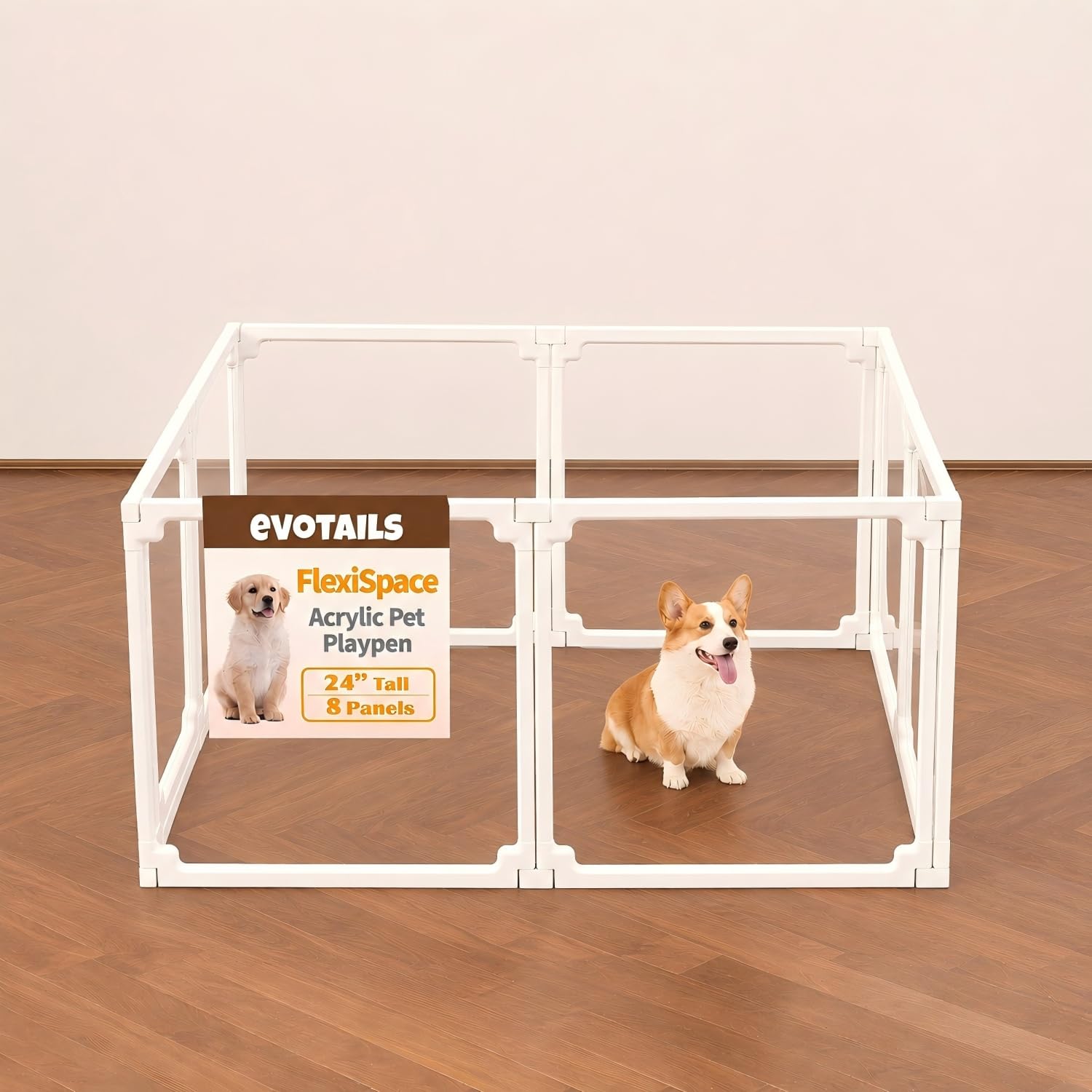 Amazon.com : EVOTAILS Dog Playpen, Expandable & Stackable Acrylic