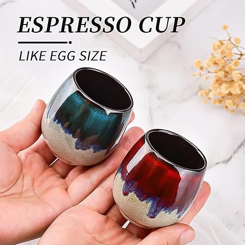 Miniatura 5 de Tolatr Ceramic Kiln-Change Espresso Cups Small Espresso Coffee Cup Spirits Cups Tasting Cups Ceramic Mate Cup Set of 4 (3Oz)