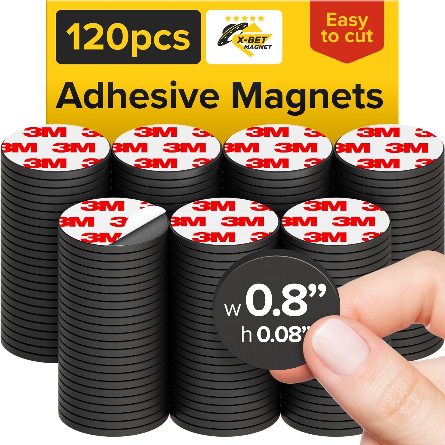 Round Flexible Magnets with Adhesive Backing - (120pcs 0.8"x0.08"/2x0.2cm) Magnetic Dots for Whiteboard, Fridge - Stickers for Planning and Organization - Teacher Must Have - Classroom Supplies