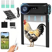 1080P HD Camera Solar Automatic Chicken Coop Door, 5000 mAh Large Battery, Support WiFi, APP Remote Viewing and Control, Timer, Alarm Driver Function, Easy to Install and Use.