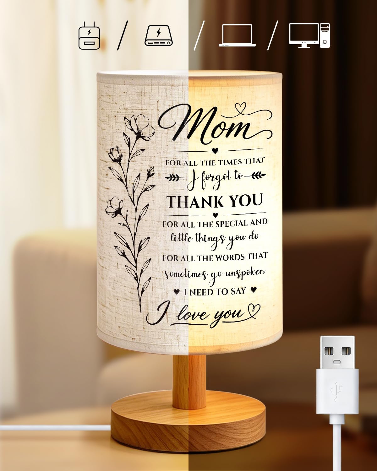 Gifts for Mom Table Lamp, Mom Birthday Gifts from Daughter image 5