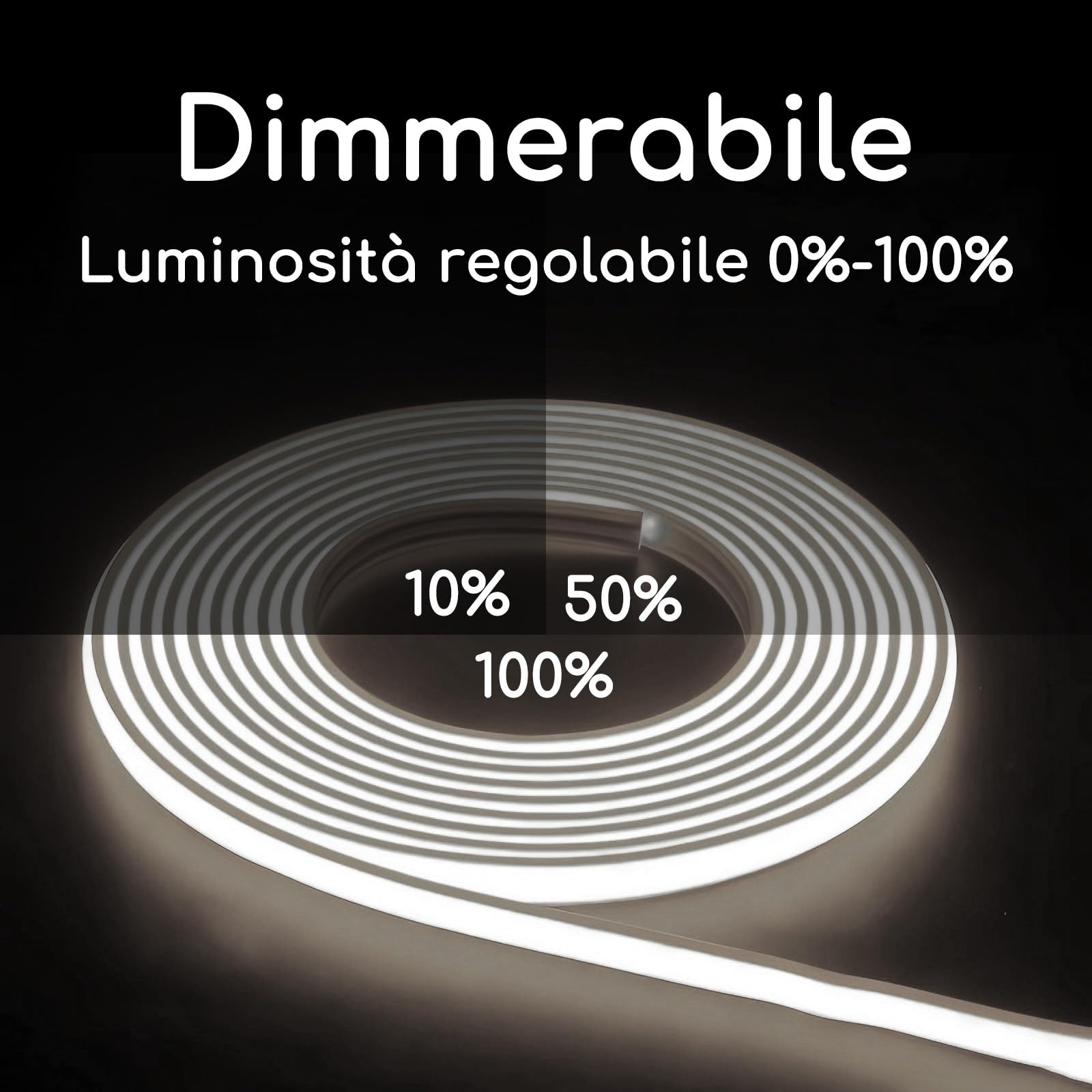 Striscia LED COB 220V - Impermeabile IP65, Dimmerabile con Interruttore, per Cucina e Esterno (4000K, 15m Dimmabile)