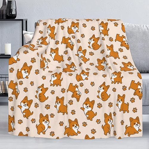 Miniatura 5 de Delerain Corgi Dogs - Manta de franela polar de 50 x 60 pulgadas para sala de estar, dormitorio, sofá y sofá, cálida y suave con estampado de patas