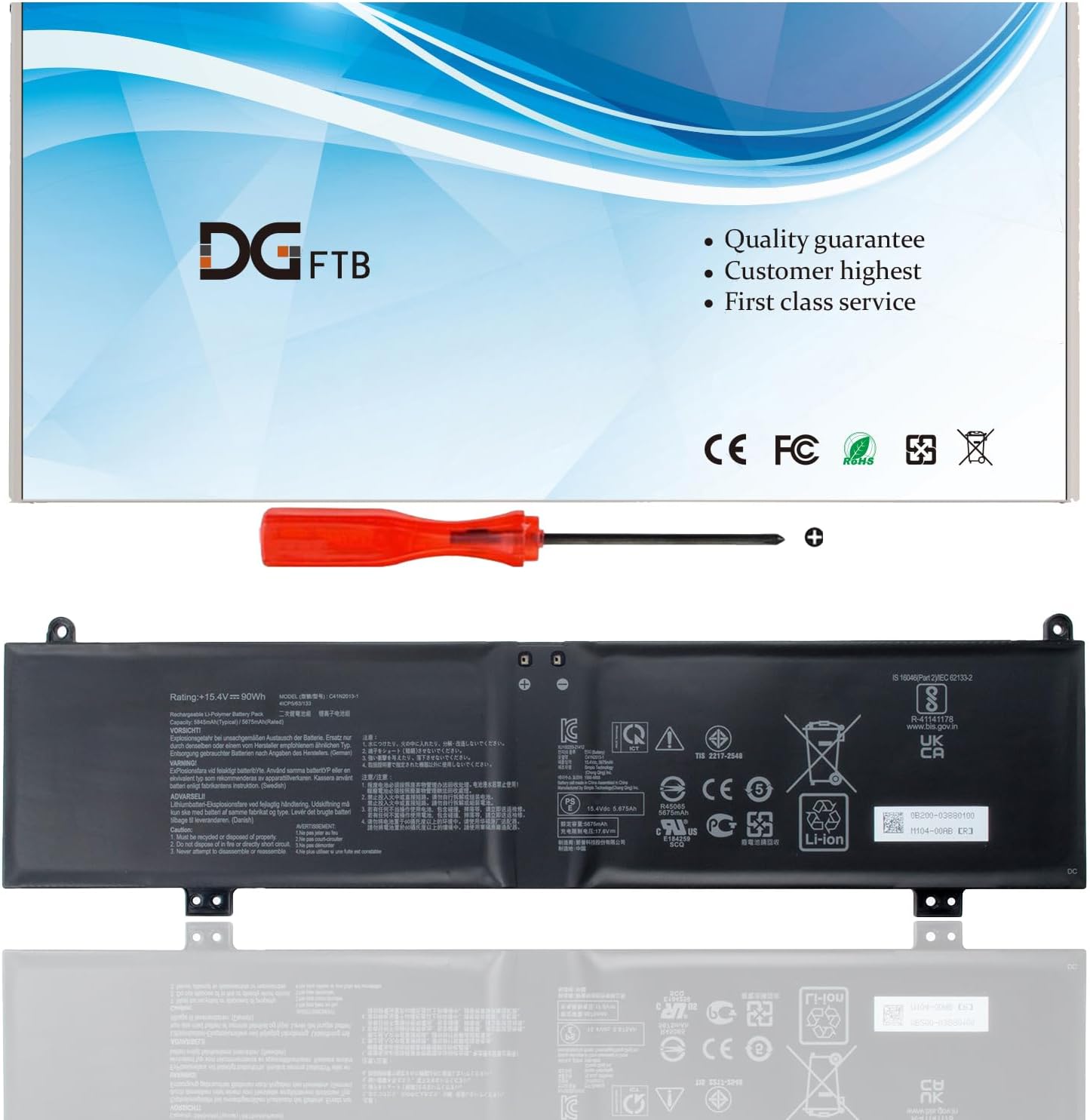 C41N2013 C41N2013-1 Laptop Battery for Asus ROG Strix G15 G513 G513IM G17 G713 G713IM G713QM Rog Strix Scar 15 G533 G533QM G533QR 17 G733 G733ZM G15 GA503 S17 GX703 GU603HE(15.4V 90Wh/5675mAh)