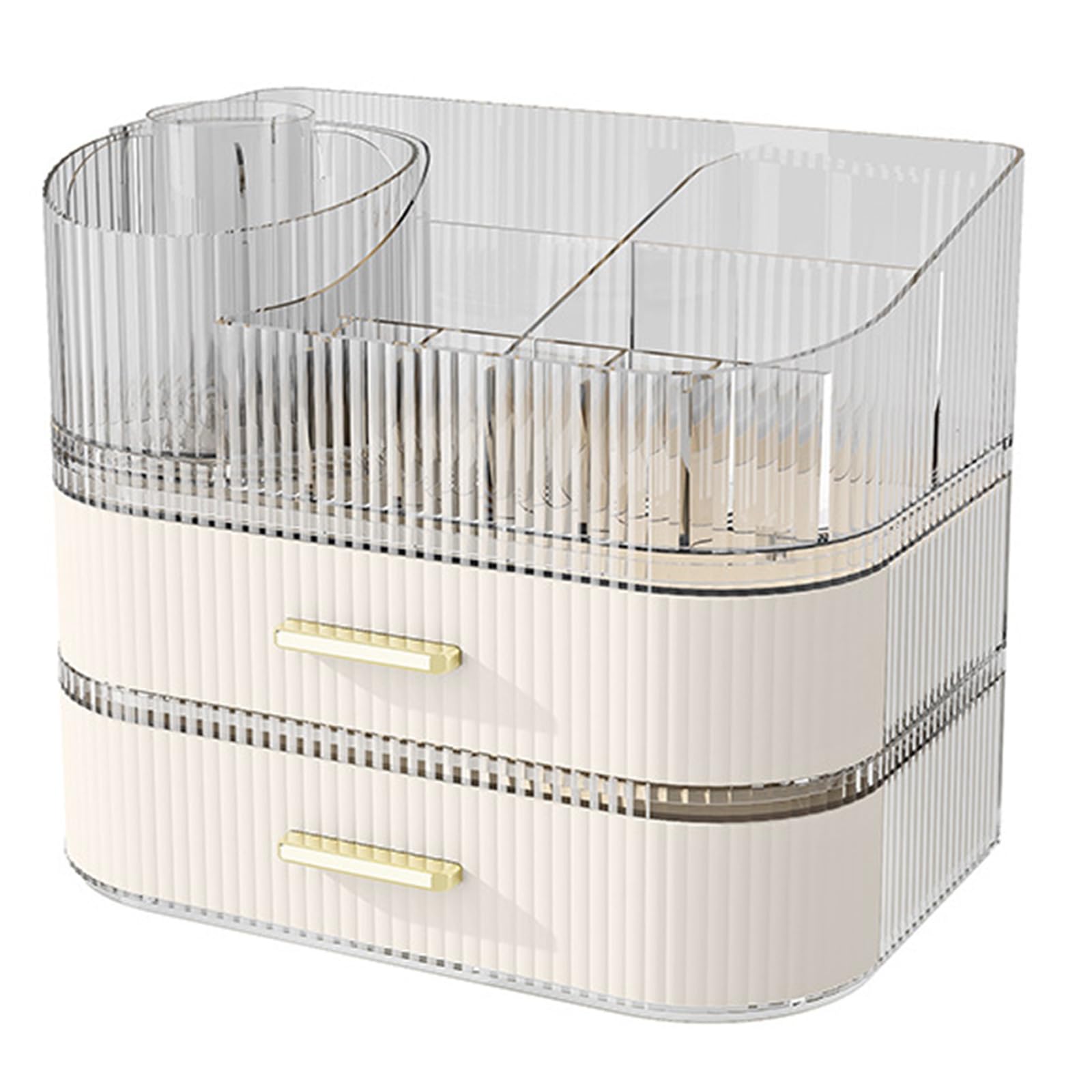 Tsophreniq Easy Access Cosmetic Storage Box Rotating 360 Degrees Featuring Built in Drawer Waterproof Large Capacity Without Installation Large Capacity