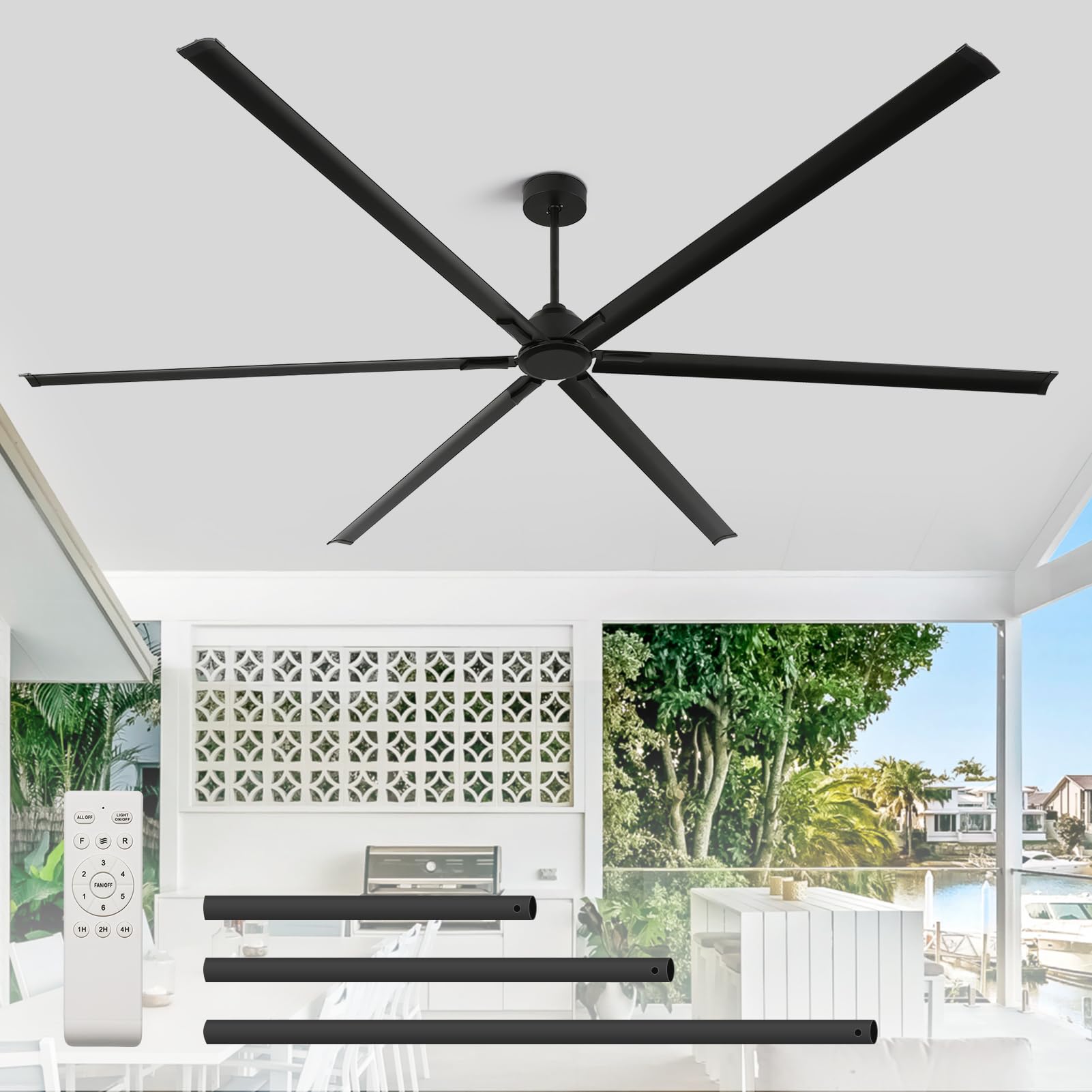 YYEHON 120 Inch Large Ceiling Fan, HVLS Commercial Fan with DC Reversible Motor