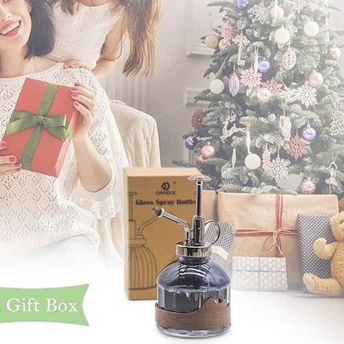 Miniatura 38 de OFFIDIX Mister de cristal para plantas, 6.3 pulgadas de alto, estilo vintage, de bronce, bomba superior de plástico con una mano, regadera