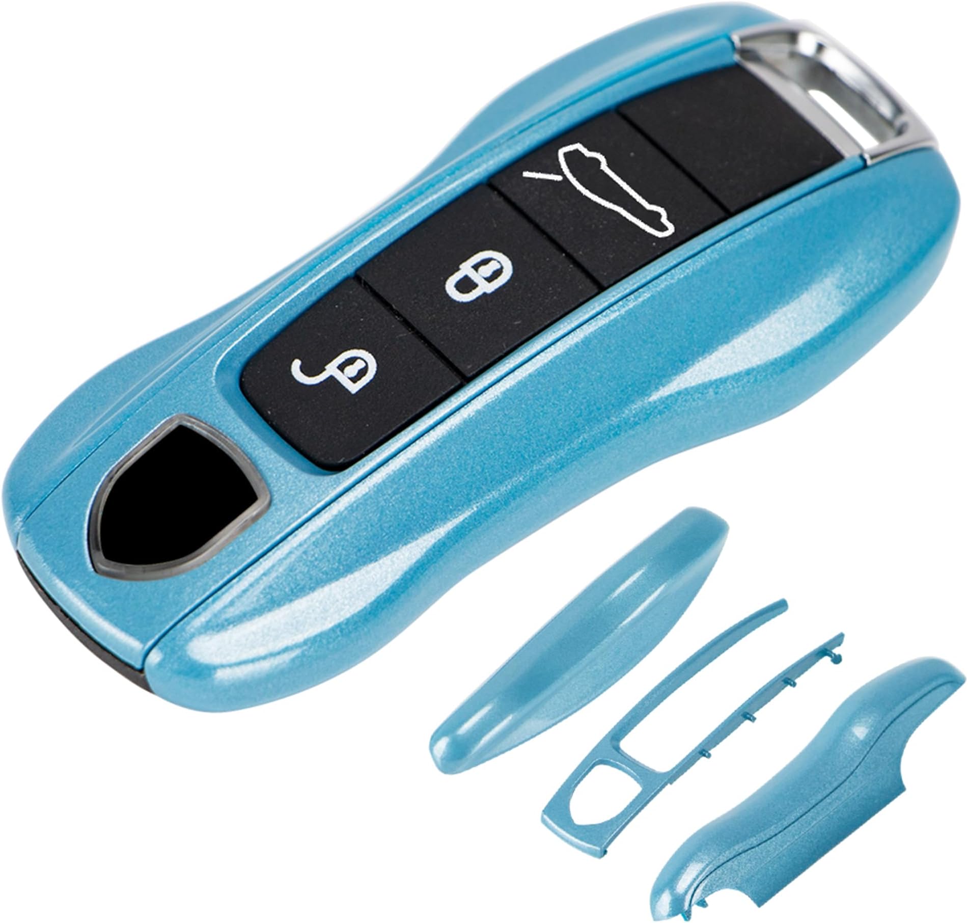 AeroBon 3-Piece Painted Key Fob Cover Compatible with Porsche Key Shell, Key Fob Shell Replacement (MK2, Frozen Blue)