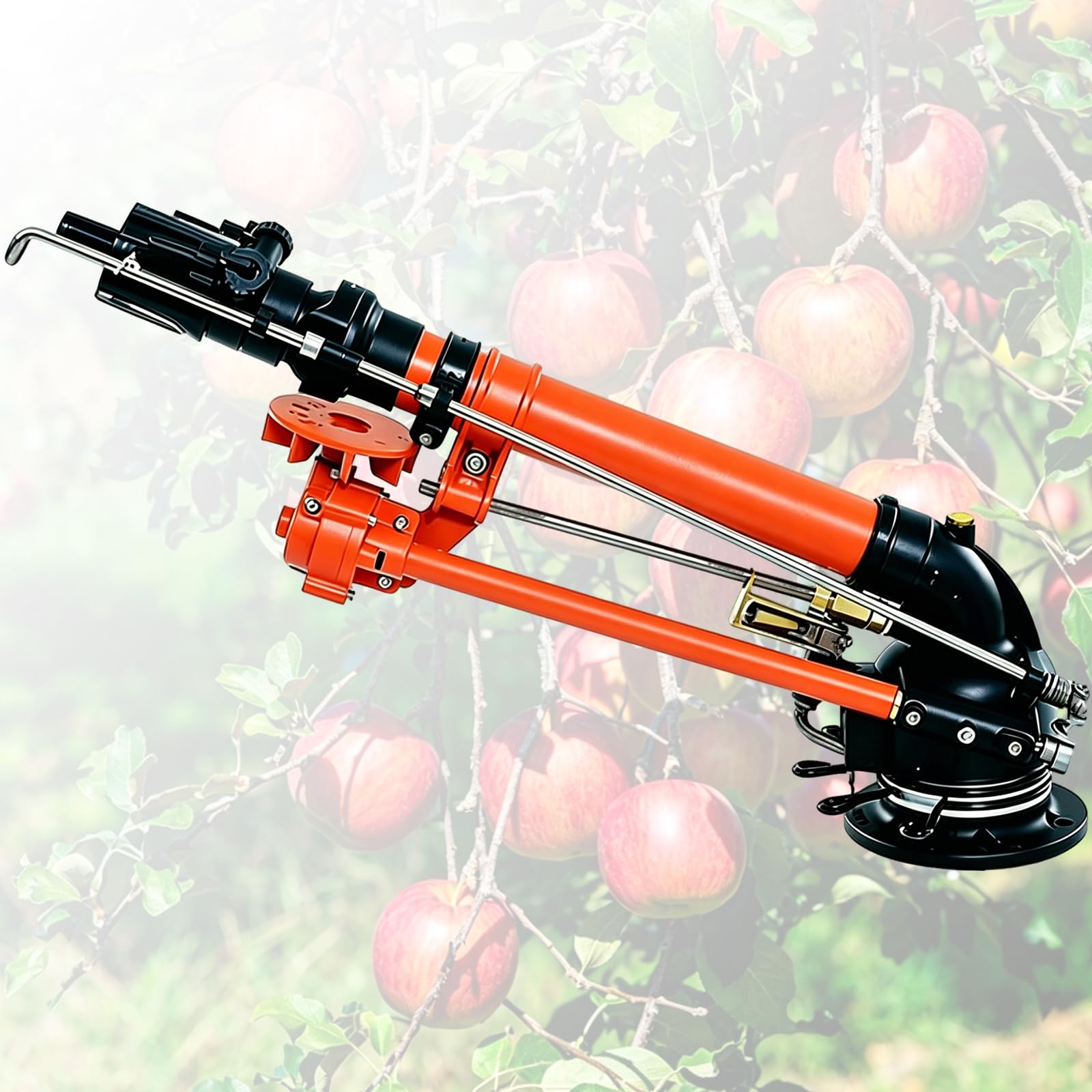 Pistola a turbina per agricoltura e frutteto, attrezzatura per irrigazione resistente, spruzzo a 360°, portata 25-55 m, ugello da 16-22 mm con manometro per irrigazione terreni agricoli