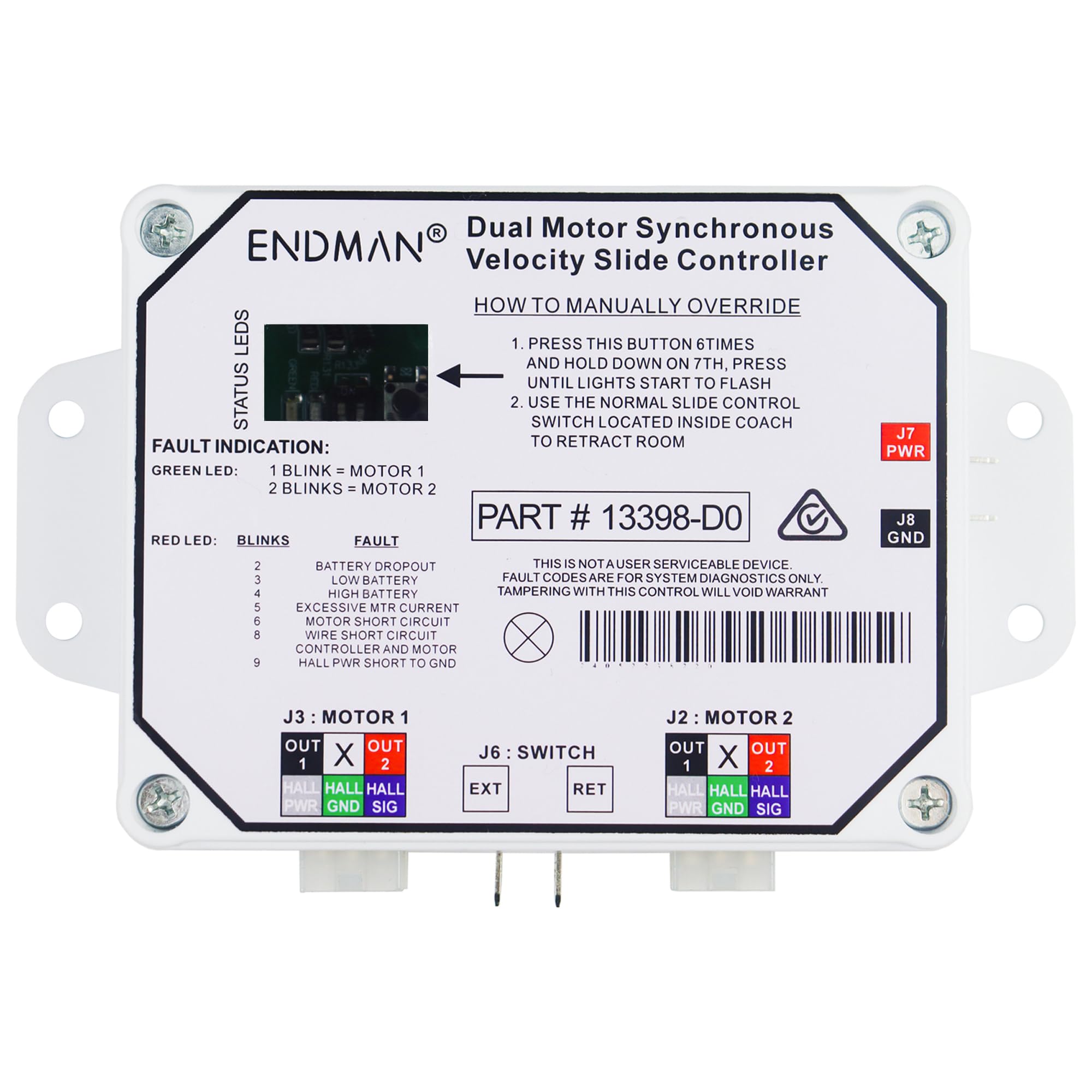 Dual Motor Slide Out Controller For RV - Replacement For Lippert V-Sync II, Synchronous Velocity Control (Part 13398-DO)